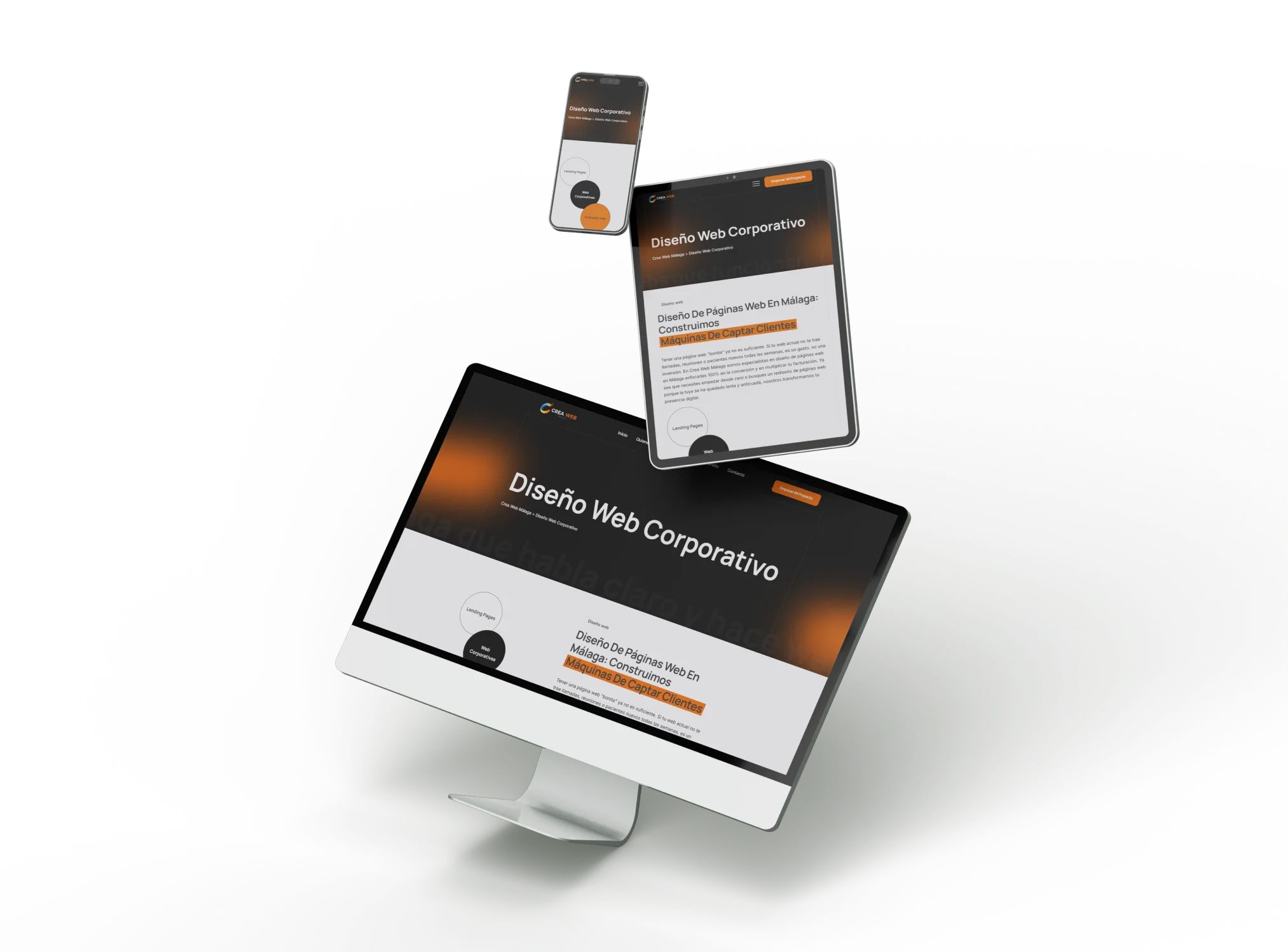 Especialistas de la agencia de desarrollo web Crea Web Málaga diseñando una página web corporativa para una pyme